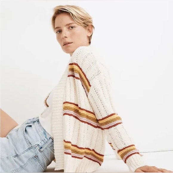 MADEWELL Striped Knitted Chenille Cardigan - Picture 6 of 7